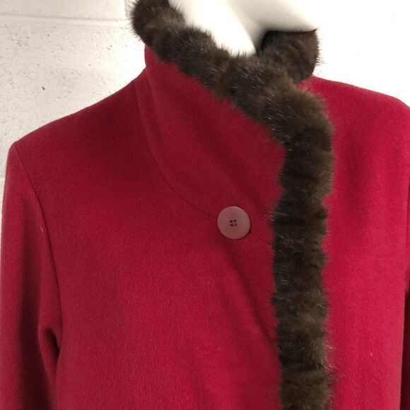 Womens FLEURETTE Red Loro Piana Wool Mink Trimmed - Picture 4 of 13